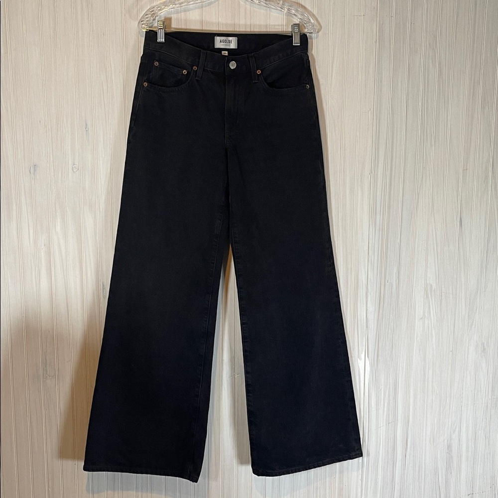 Agolde Clara Wide Leg High-Rise Jeans in Washed Black - Picture 2 of 8